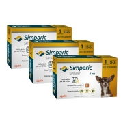 Kit 3 Antipulgas e Carrapatos Zoetis Simparic 5 mg para Cães 1,3 Kg a 2,5 Kg Com 1 Comprimido Cada