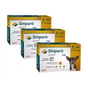 Kit 3 Antipulgas e Carrapatos Zoetis Simparic 5 mg para Cães 1,3 Kg a 2,5 Kg Com 3 Comprimidos Cada