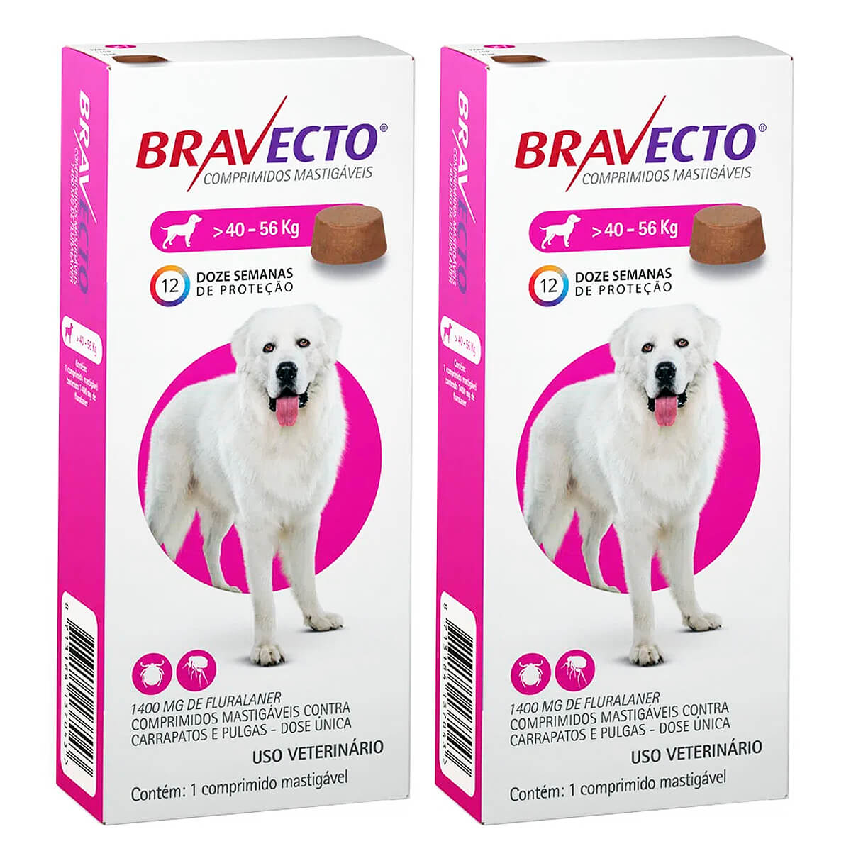 Kit 2 Bravecto para Cães de 40 a 56 kg Antipulgas e Carrapatos