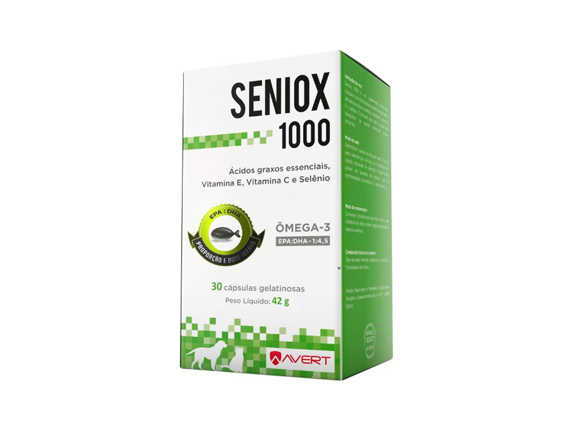 Suplemento Vitamínico Para Cães e Gatos Seniox 1000 mg Avert