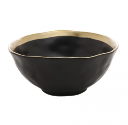 Bowl de Porcelana Preto e Dourado Dubai 15x6cm