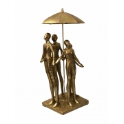 Figura Decorativa Resina Dourada 18x14x32cm