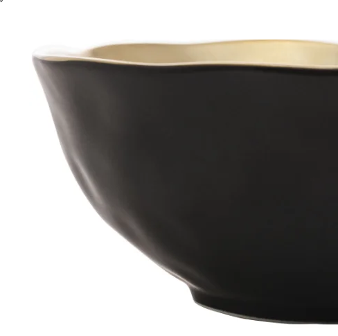 Bowl de Porcelana Preto e Dourado Dubai 15x6cm