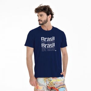 Camiseta de Algodão Estonada Marinho 4 Brasil