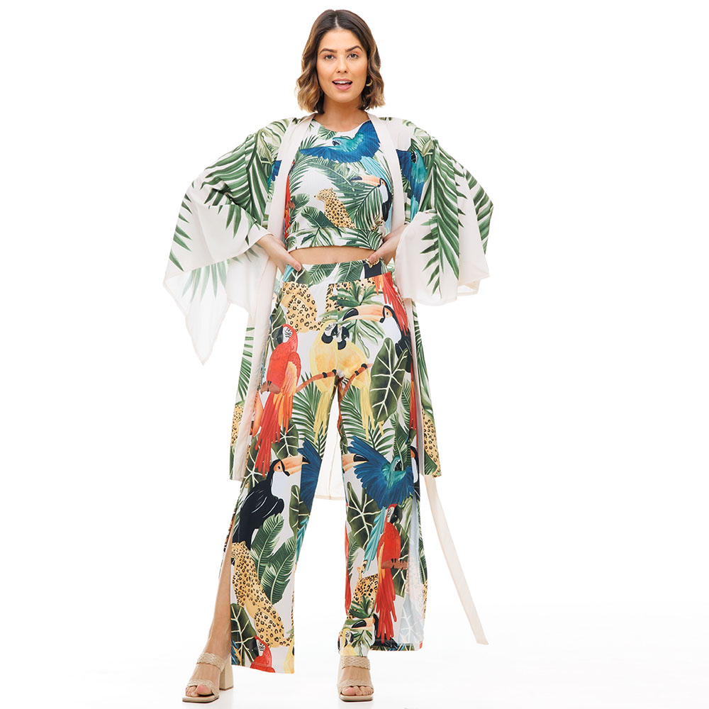 Kimono Cerejeira Animais Floresta Fundo Off #2