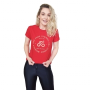 Camiseta Casual Go Bike Ciclismo Estilos Feminina Vermelha/Laranja