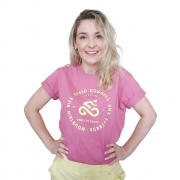 Camiseta Casual Go Bike Ciclismo Estilos Feminina Rosa/Amarelo