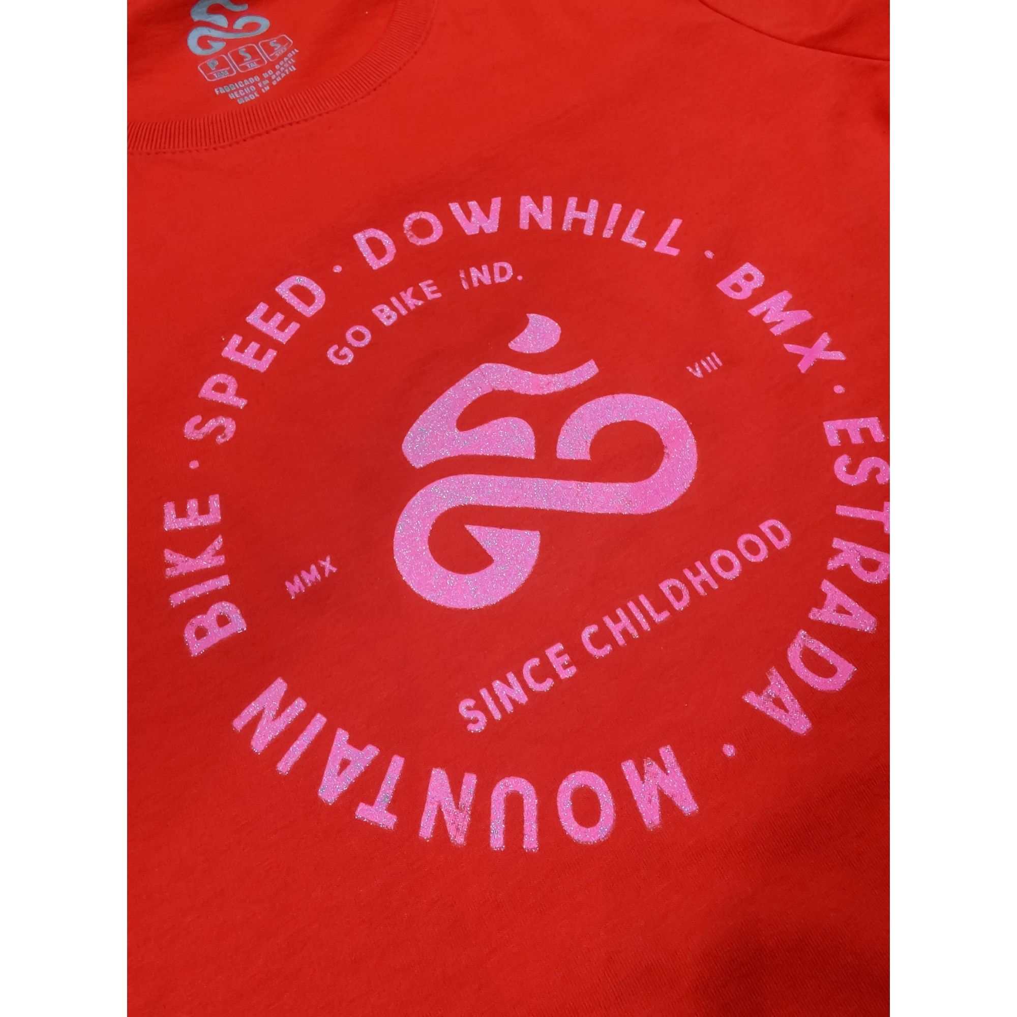 T-Shirt Go Bike Ciclismo Estilos Vermelho/Rosa Pink