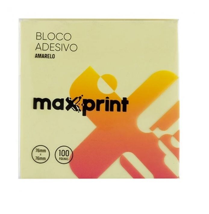 Bloco Adesivo MAXPRINT Amarelo 76mm x 76mm c/ 100 folhas