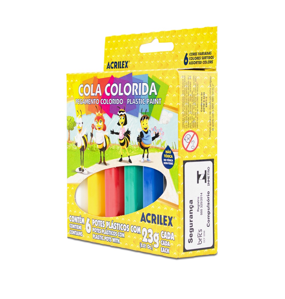Cola Colorida ACRILEX c/6 Cores