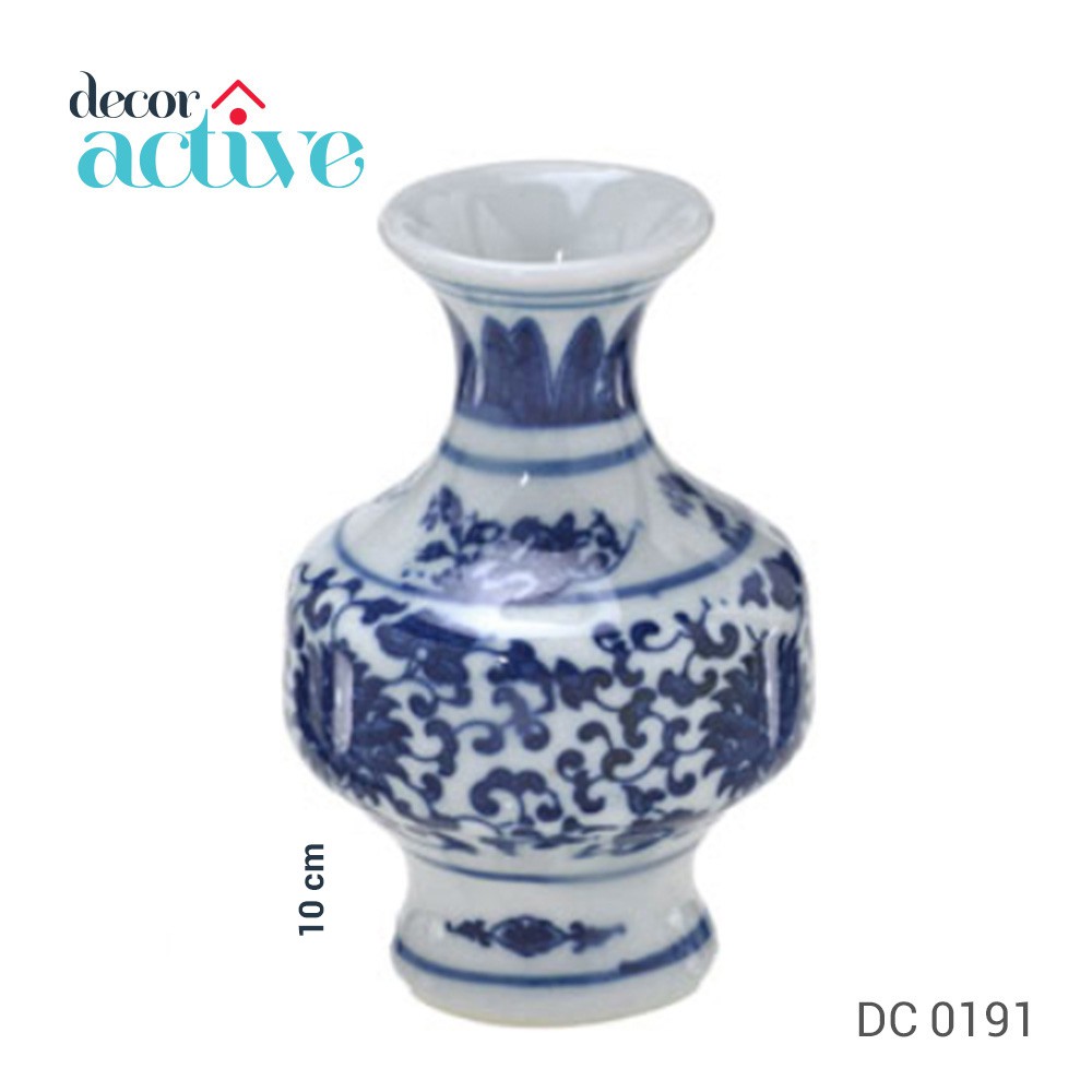 Vaso de porcelana Portugal branco e azul 10cm