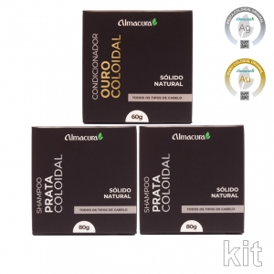 Kit 02 shampoos Prata Coloidal e 01 Condicionador Ouro Coloidal - Sólidos