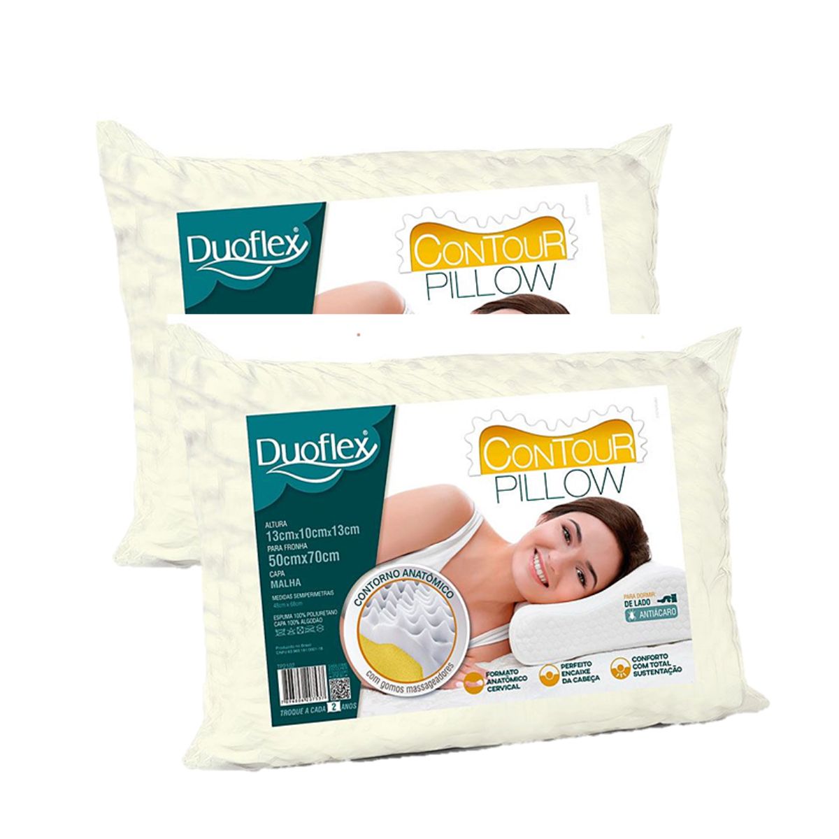 Travesseiro Cervical Contour Pillow kit Com 02 Duoflex