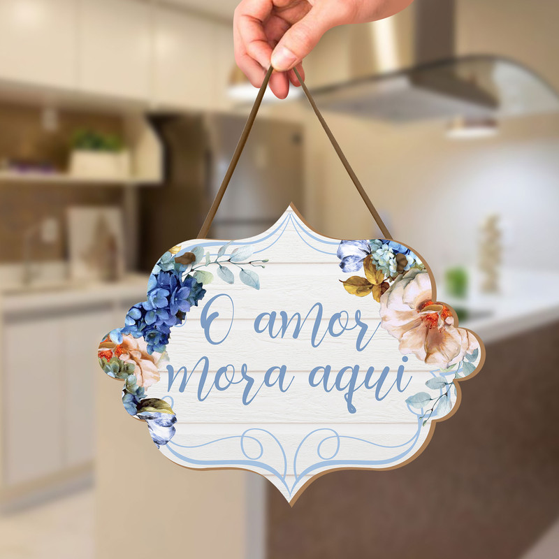 Placa de Porta Decoração Frases Amor Flores Sala Cozinha