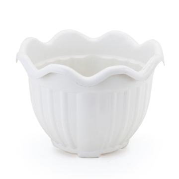 Vaso Plástico Redondo Curvas Branco 3L 18cm - Foto 0