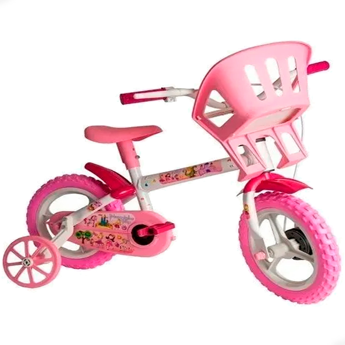 Bicicleta Infantil Styll Baby Princesinhas Aro 12 Freio Tambor Cor Rosa/branco