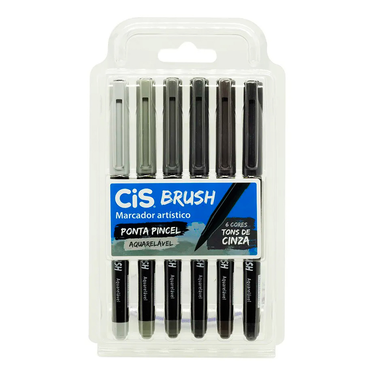 Caneta Lettering Brush Pen C/6 Tons De Cinza Aquarelável Cis