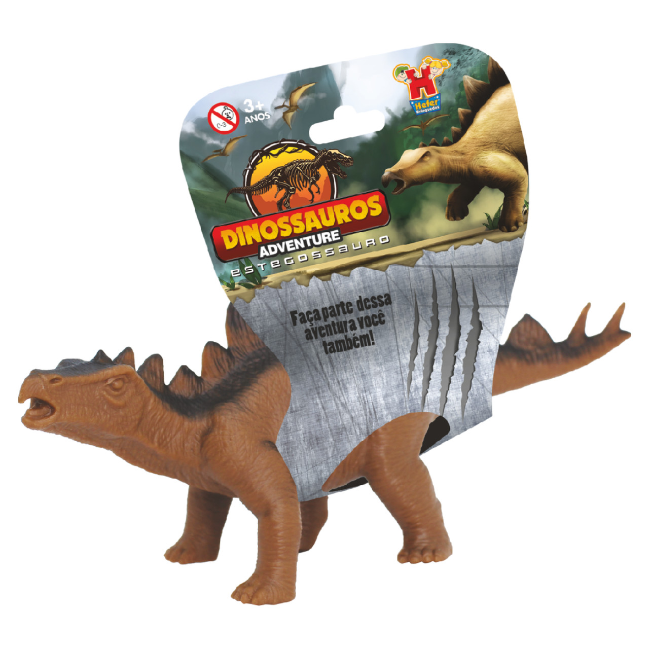 Mini Dinossauro Marrom na Cinta Super Estegossauro