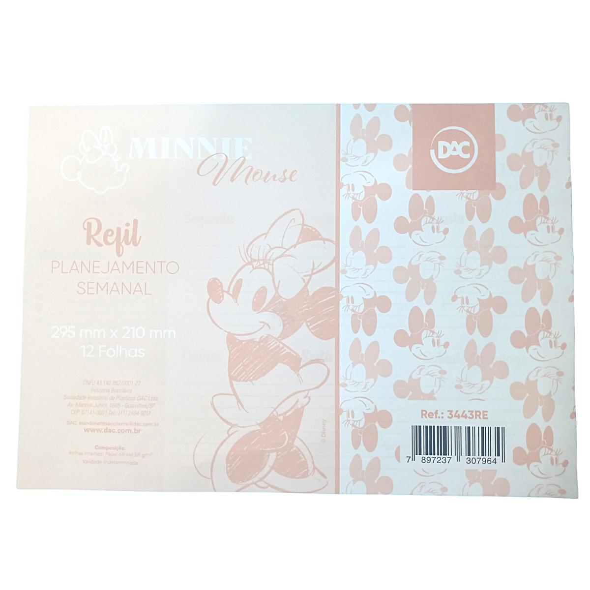 Refil para caderno de prancheta planner semanal Minnie Mouse c/ 12 folhas