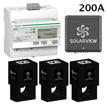 Medidor Inteligente Smart Meter SolarView Polifásico 1ª Geração com 3 TCA de 200A + Licença SV Web