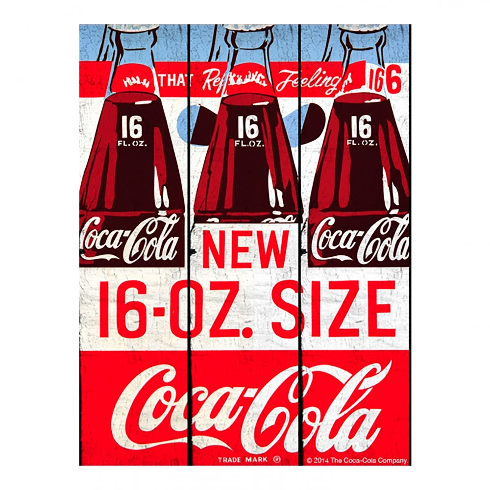 Placa de madeira coca-cola six bottle fd