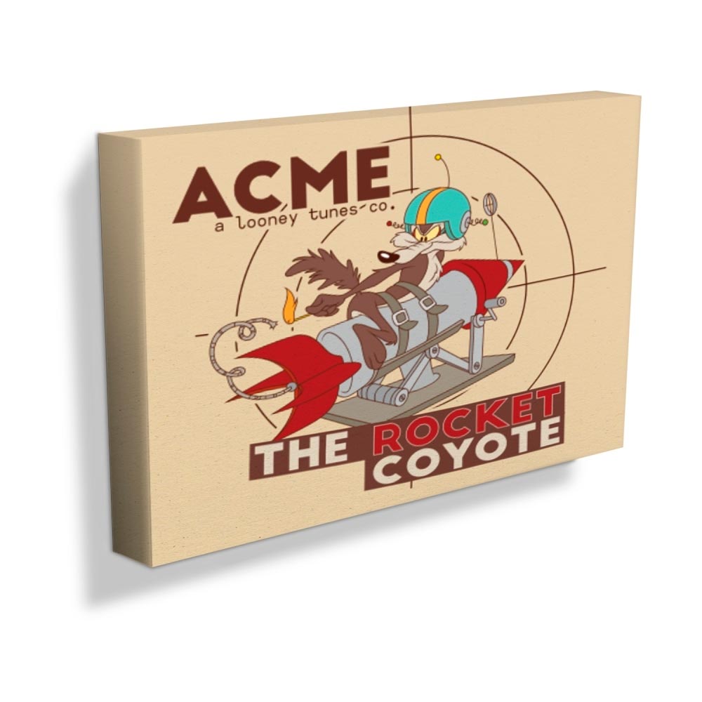 Quadro Tela Looney Acme The Rocket Coyote FD Bege