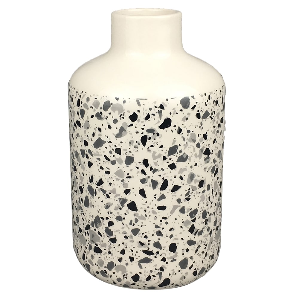 Vaso De Cerâmica Branco Estilo Quartzo 23cmx ø13cmx13cm