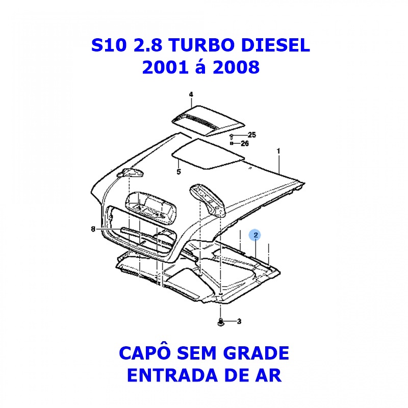 Forro Isolador Capo S/Entrada de Ar - S10 2.8 Turbo Diesel 2001 á 2008 GM 94710650