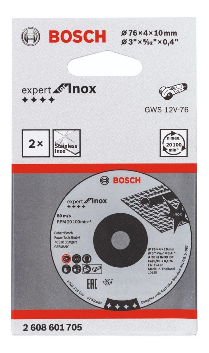 - Discos De Desbaste Bosch Expert For Inox 76x4,0x10mm 2 Unid