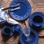 Conjunto de 6 Pratos Rasos Cestino Cerâmica Azul Navy
