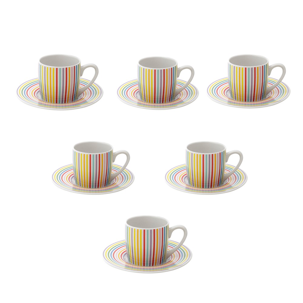 Conjunto 6 xícaras de Café de porcelana Rainbow 90 ml