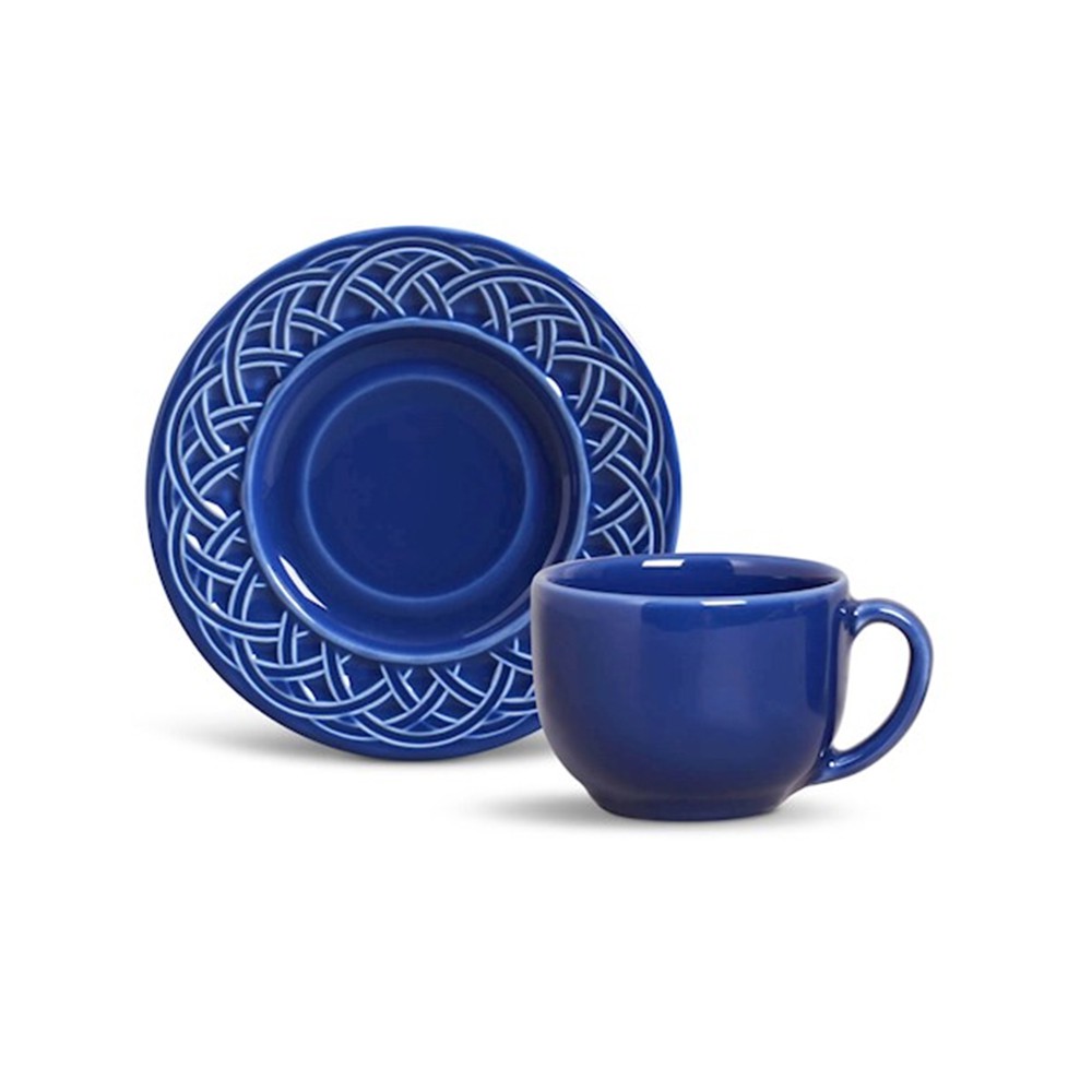 Conjunto de 6 Xícaras para Chá Cestino Cerâmica Azul Navy
