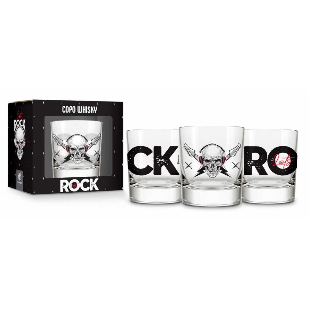 Copo Whisky 310 ml - Caveira Let's Rock