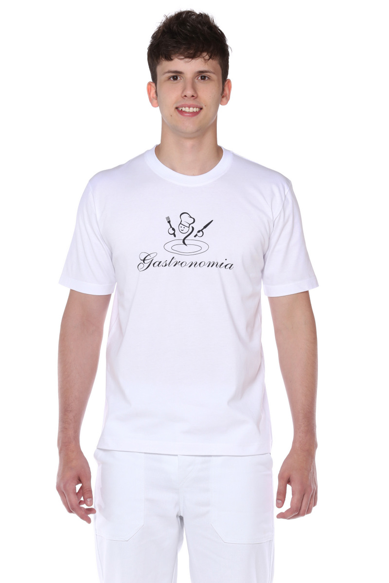 Camiseta Manga Curta Branca Gastronomia 100% Algodão Masculina