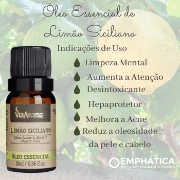 Óleo Essencial 10ml - Alecrim + Lavanda + Eucaliptus Globulus + Limão Siciliano (Via Aroma 100% Natural)  - Emphática