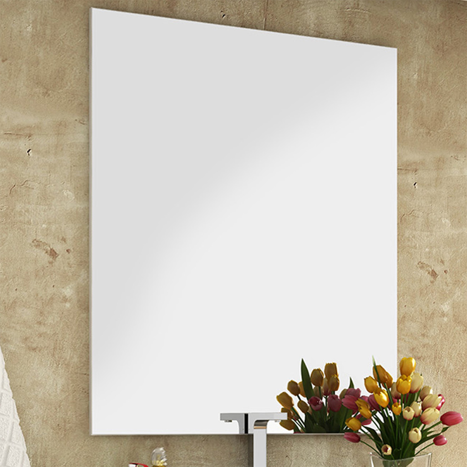 Espelho para banheiro com painel Beta 80x100 Branco Móveis Bosi