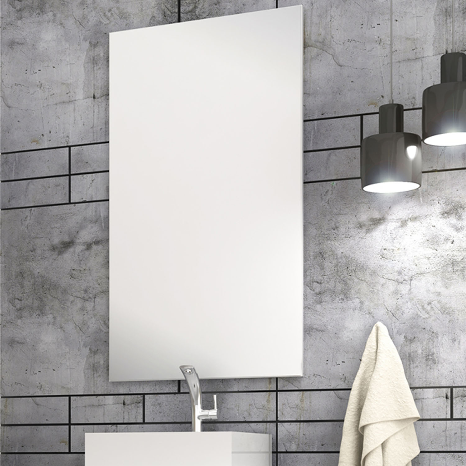 Espelho para banheiro com painel Sigma 50x90cm Branco Móveis Bosi