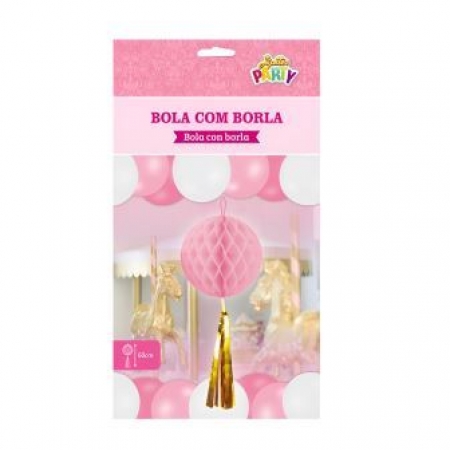 Enfeite Decorativo Bola com Borla 60Cm Rosa