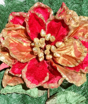 Arranjo  Flor  60 cm -  Vermelho e Dourado