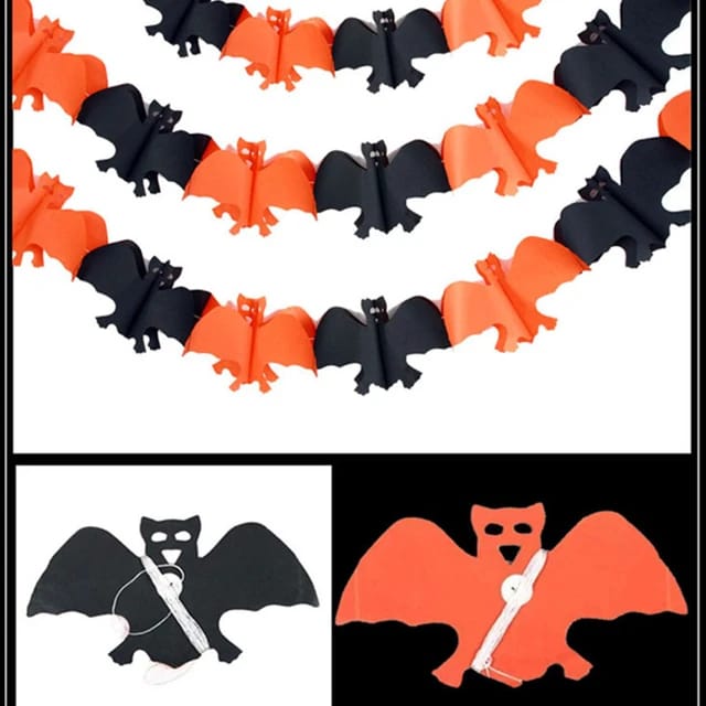 Enfeite De Halloween Guirlanda Morcego de Papel
