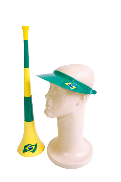 Kit Torcedor Brasil - Contém 1 viseira e uma vuvuzela