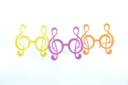 Óculos Pct Com 10 Plástico Colorido Notas Musicais