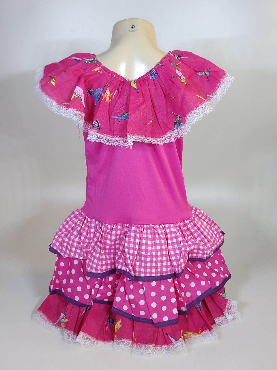 Vestido Caipira Infantil Rosa Beija-Flor Tam. M