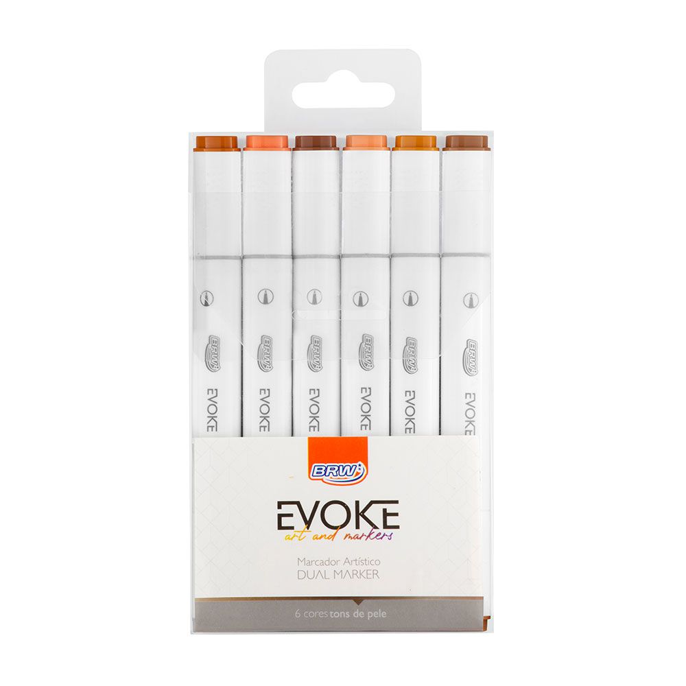 Marcador Artístico BRW Evoke Dual Marker Com 6 Cores Tons de Pele