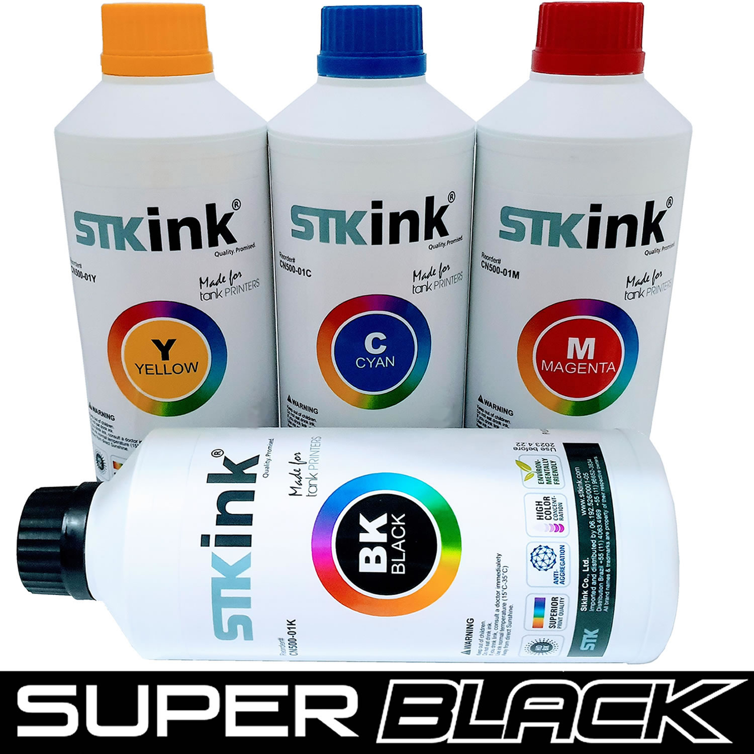 250ml Black + 3 x 100ml Color Tinta STK BT5001 BT6001 T510W T710W T810W T910DW para InkTank Brother