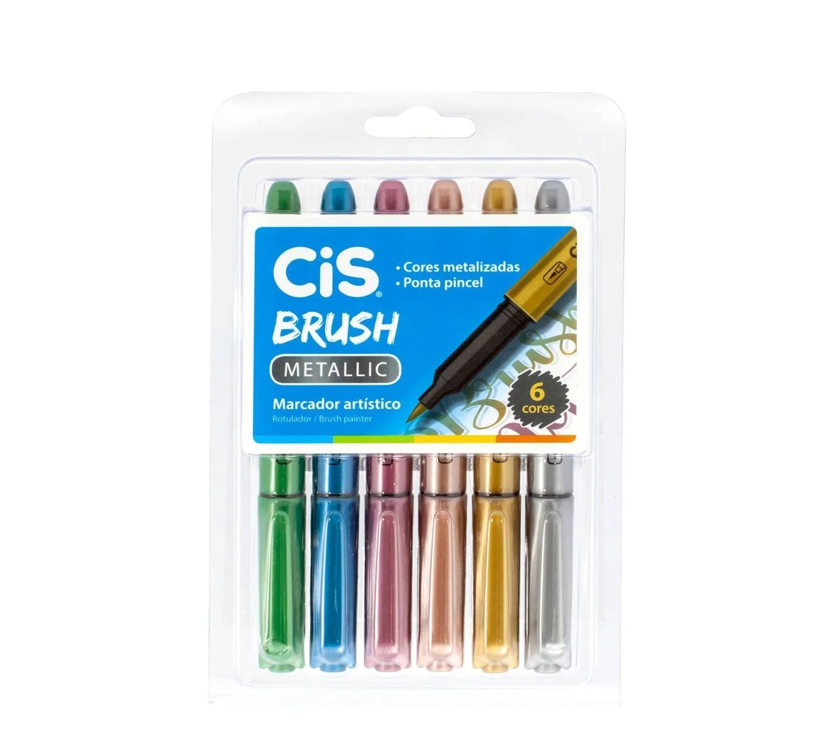 Caneta CIS Brush Pen Metallic 6un.
