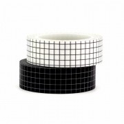 Kit Washi Tapes Grid Preto e Branca