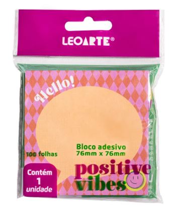 Bloco Adesivo - Leo&Leo - Positive Vibes Losango 76X76mm