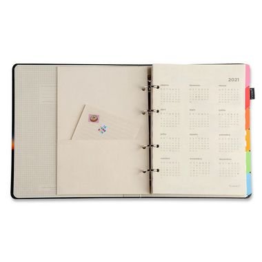 Caderno Criativo Argolado Pautado - Cícero - Quadriculado Branco 17x24
