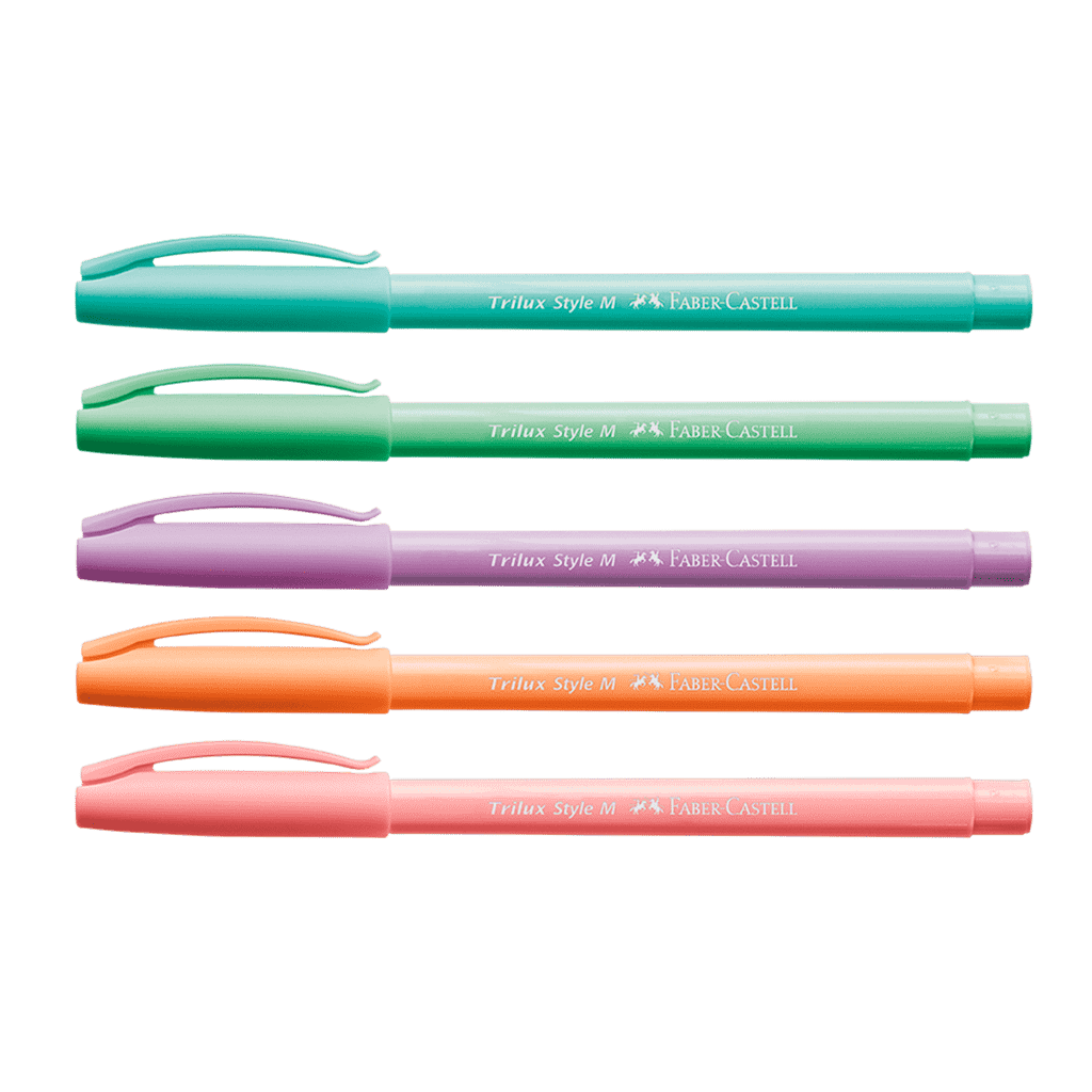 Caneta Esferográfica - Faber-Castel - Trilux Style Colors 5 unidades Tons Pastel